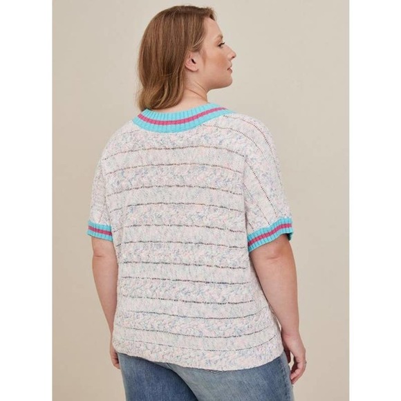 Torrid White and Blue Striped Blouse - Picture 3 of 10